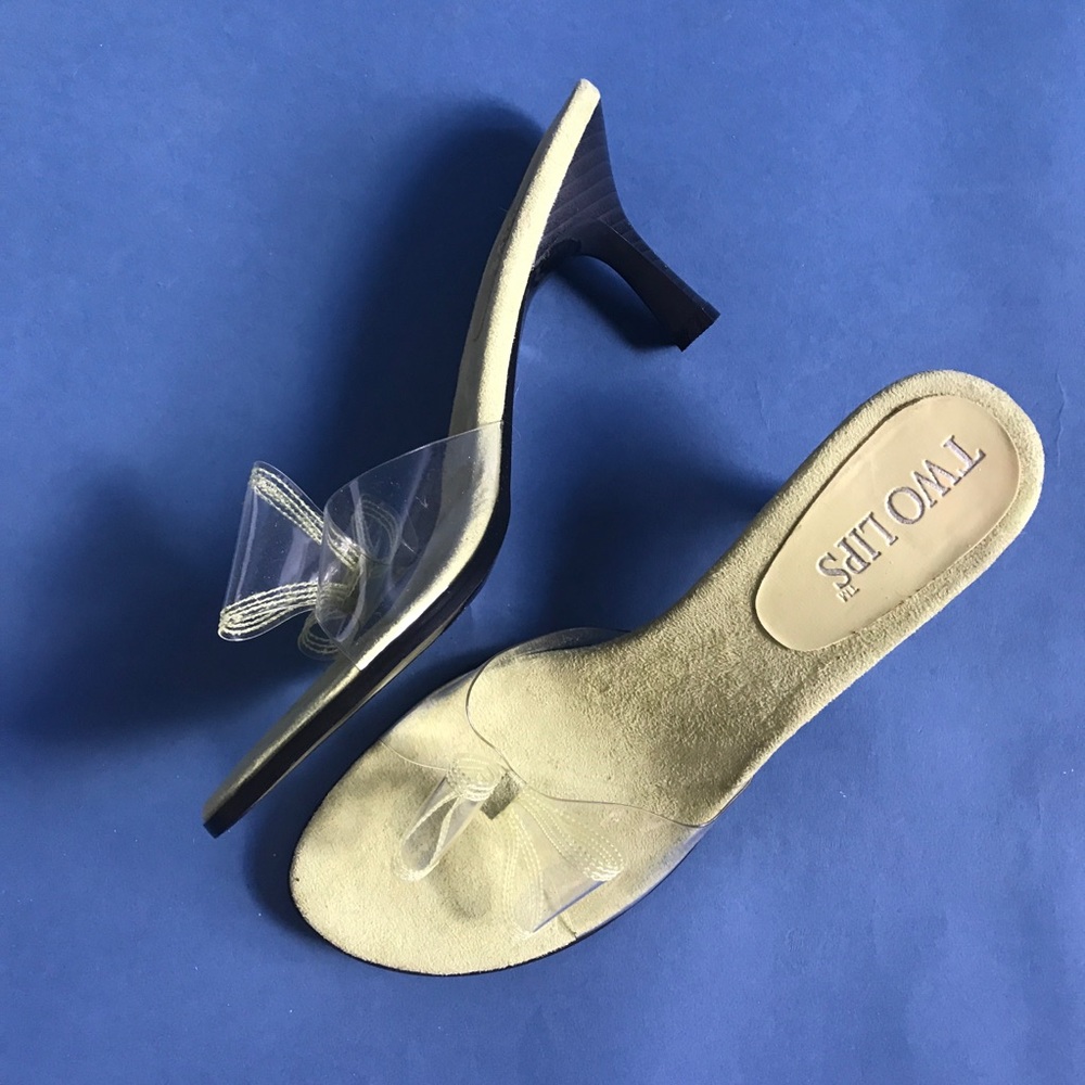 Vintage 90s “Two Lips” clear jelly butterfly bow heels